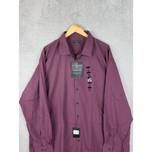 Shaquille O'Neal Dress Shirt Mens 3XL Burgundy Cooling Stretch Big Fit Non Iron